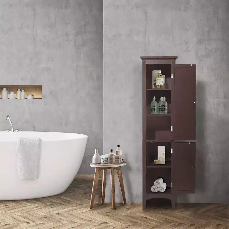 Armoire de Linge à Deux Portes Persiennes Slone - Meuble Élégant pour la Maison
