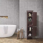 Armoire de Linge à Deux Portes Persiennes Slone - Meuble Élégant pour la Maison