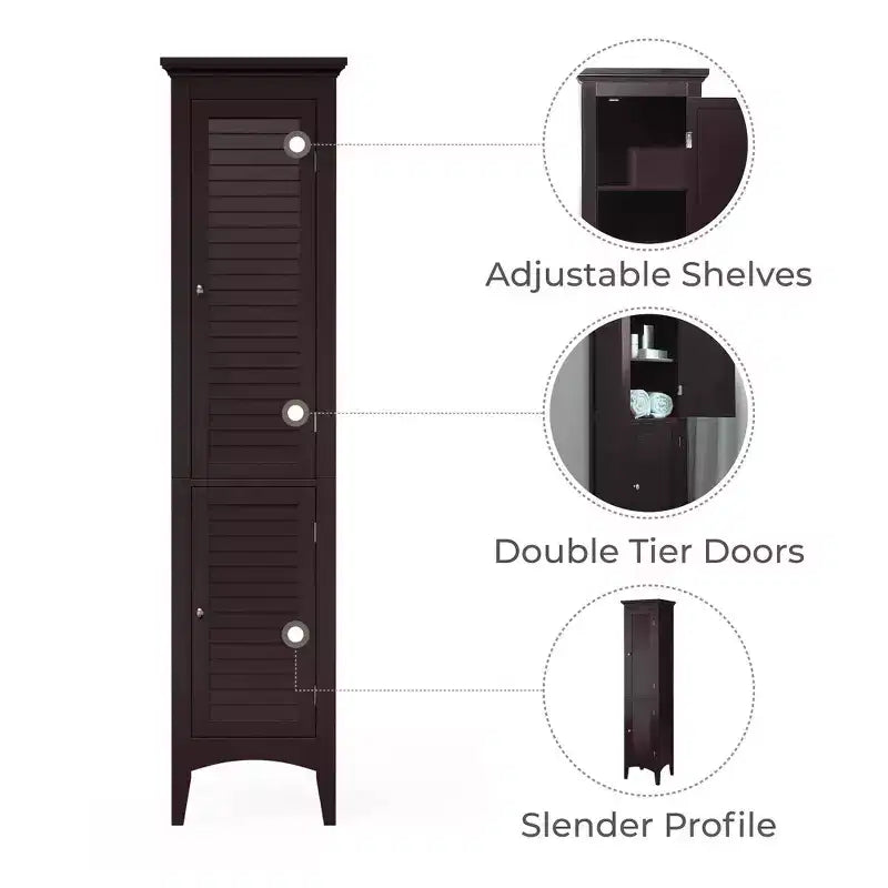 Armoire de Linge à Deux Portes Persiennes Slone - Meuble Élégant pour la Maison