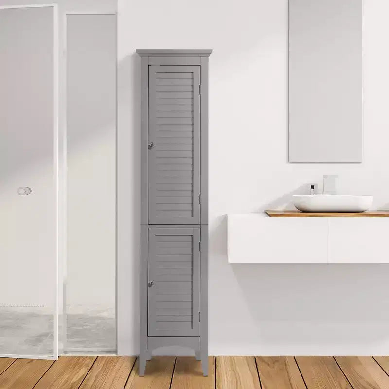 Armoire de Linge à Deux Portes Persiennes Slone - Meuble Élégant pour la Maison