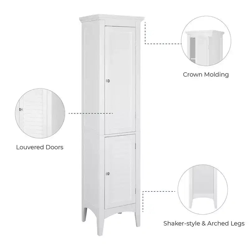 Armoire de Linge à Deux Portes Persiennes Slone - Meuble Élégant pour la Maison