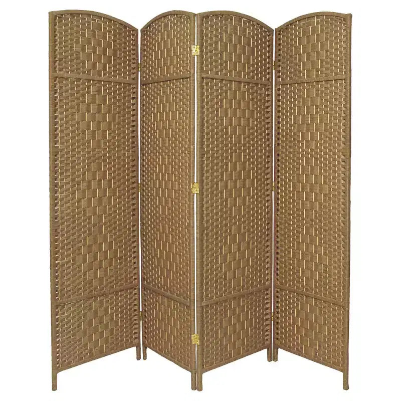 Paravent en fibres à motif diamant, 4 panneaux, 1,83 m de haut - Oriental Furniture