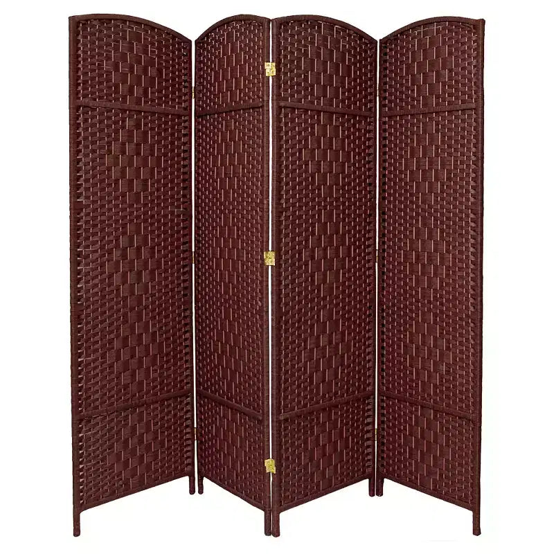 Paravent en fibres à motif diamant, 4 panneaux, 1,83 m de haut - Oriental Furniture