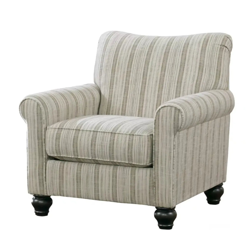 Fauteuil de salon traditionnel en tissu de lin à dossier haut