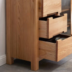 Buffet moderne en bois avec étagères et tiroirs