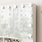 Coiffeuse avec miroir triptyque éclairage certifié et plateau en verre
