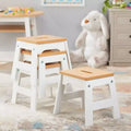 Melissa & Doug Wooden Stools - Set of 4 - White/Kids Activity Chairs, Solid Wood, Stackable