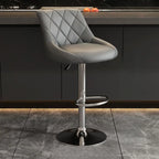 Tabouret de bar pivotant, capitonné en losanges, réglable, cuir PU noir et rouge