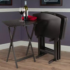 Table d'appoint en forme d'éventail Anila de 5 pièces - Winsome : Tables pliantes en bois massif, bords biseautés, étagère de rangement