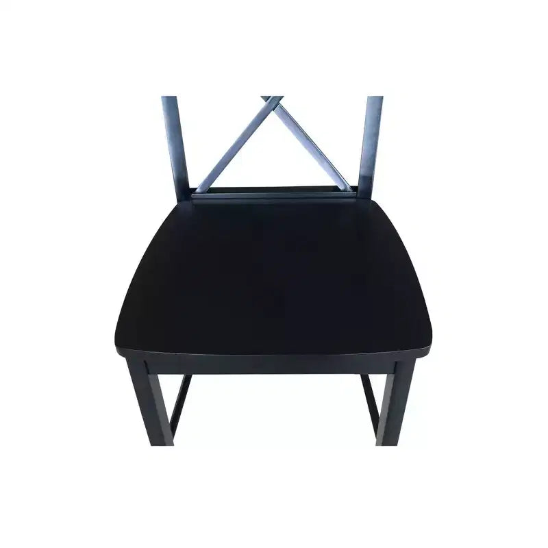 Tabouret de bar Martha X de 30 po, noir de jais - International Concepts : bois massif, design traditionnel