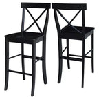Tabouret de bar Martha X de 30 po, noir de jais - International Concepts : bois massif, design traditionnel