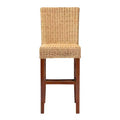 Racquel Natural Rattan & Mahogany Wood Barstool: Ergonomic, No Assembly - bali & pari