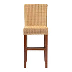 Racquel Natural Rattan & Mahogany Wood Barstool: Ergonomic, No Assembly - bali & pari