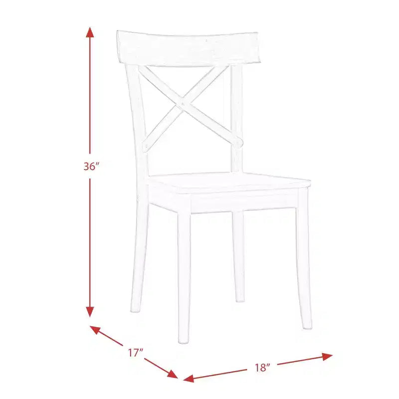 Ensemble de 2 chaises d'appoint en bois Calhoun, marron foncé – Picket House Furnishings : Dossier en X, Rustique