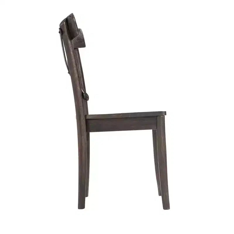 Ensemble de 2 chaises d'appoint en bois Calhoun, marron foncé – Picket House Furnishings : Dossier en X, Rustique