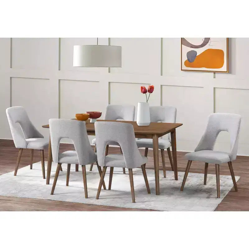 Lifestorey Lot de 2 chaises de salle à manger Clover Mid-Century Modern Gris/Noyer