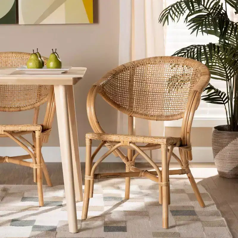 Lot de 2 chaises de salle à manger en rotin Varick naturel/marron - Bali et Paris