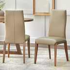 Lot de 2 chaises de salle à manger modernes en cuir Valissa Lifestorey Noyer/Gris-beige
