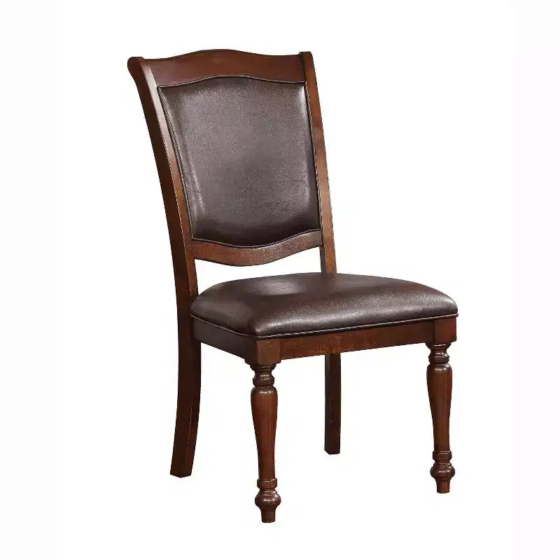 MAISON : Ensemble de 2 chaises d'appoint traditionnelles Junipera cerisier brun/espresso : similicuir, cadre en bois