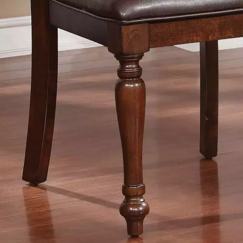 MAISON : Ensemble de 2 chaises d'appoint traditionnelles Junipera cerisier brun/espresso : similicuir, cadre en bois