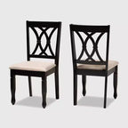 Baxton Studio Lot de 2 chaises de salle à manger en bois rembourrées Reneau, marron sable/espresso