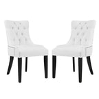 Lot de 2 chaises de salle à manger d'appoint Regent en vinyle blanc – Modway : capitonnée, garniture cloutée, rembourrée, pieds en bois