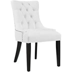 Lot de 2 chaises de salle à manger d'appoint Regent en vinyle blanc – Modway : capitonnée, garniture cloutée, rembourrée, pieds en bois
