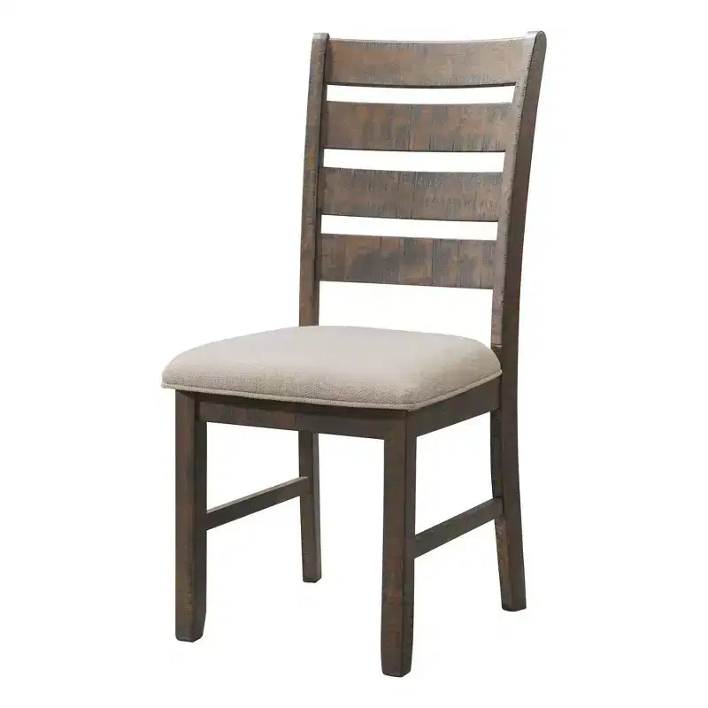 Chaise Dex Ladder Back, dossier à barreaux, ensemble de 2, noyer marron/tissu crème – Picket House Furnishings