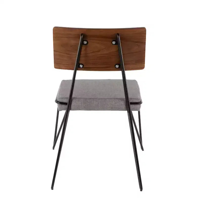 Lot de 2 chaises modernes du milieu du siècle, gris/noir - Lumisource : pieds épingles, dossier en bois, assise en polyester