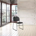 Chaise empilable ultra-compacte multi-usage (lot de 2), noire - Hampden Furnishings : piètement luge, polypropylène, aucun assemblage requis