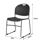 Chaise empilable ultra-compacte multi-usage (lot de 2), noire - Hampden Furnishings : piètement luge, polypropylène, aucun assemblage requis