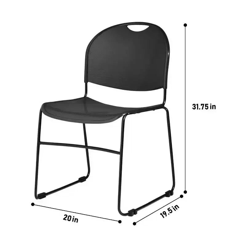 Chaise empilable ultra-compacte multi-usage (lot de 2), noire - Hampden Furnishings : piètement luge, polypropylène, aucun assemblage requis