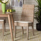 2pc Toby Rattan Dining Chair Set Brown - bali & pari: Comfort Cushion, Sturdy Backrest, Indonesian Craftsmanship