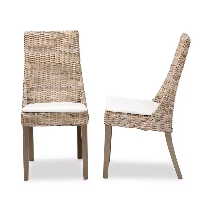 Lot de 2 chaises de salle à manger Toby en rotin marron - bali & pari : Coussin Confort, Dossier Robuste, Artisanat Indonésien