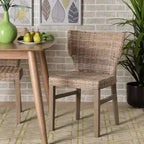 Lot de 2 chaises de salle à manger Enver en rotin et bois Naturel/Marron - bali & pari : Fabriquées à la main, origine indonésienne