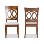 Lot de 2 chaises de salle à manger Lucie en tissu et bois gris/noyer - Baxton Studio : Polyester, nettoyage ciblé, sans accoudoirs