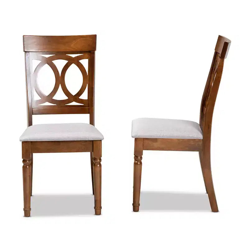 Lot de 2 chaises de salle à manger Lucie en tissu et bois gris/noyer - Baxton Studio : Polyester, nettoyage ciblé, sans accoudoirs