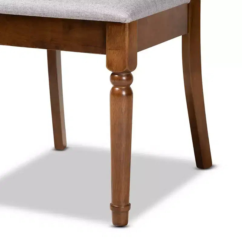 Lot de 2 chaises de salle à manger Lucie en tissu et bois gris/noyer - Baxton Studio : Polyester, nettoyage ciblé, sans accoudoirs