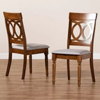 Lot de 2 chaises de salle à manger Lucie en tissu et bois gris/noyer - Baxton Studio : Polyester, nettoyage ciblé, sans accoudoirs