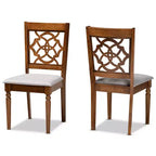 Ensemble de 2 chaises de salle à manger Renaud en tissu et bois Gris/Noyer/Marron - Baxton Studio