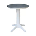 36" Counter Height Lane Round Pedestal Table White/Heather Gray - International Concepts: Solid Wood, Non-Extension