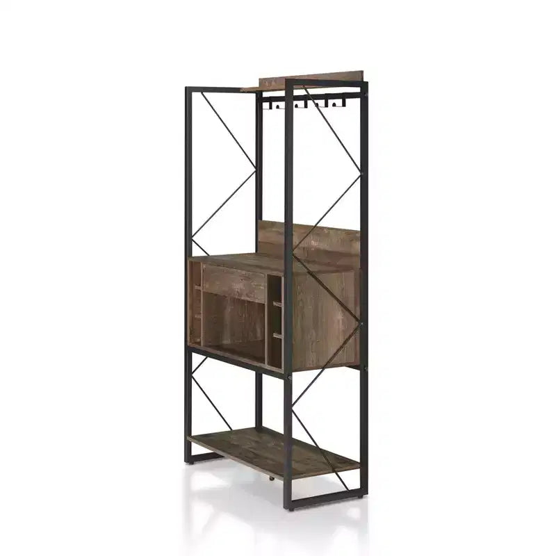 Étagère de boulanger rustique Orella en chêne recyclé - miBasics : Style industriel, 3 étagères fixes, cadre en métal, 67 po de hauteur