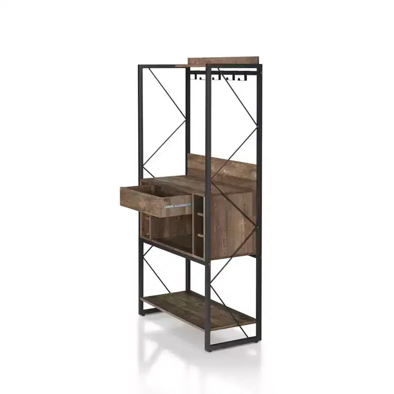 Étagère de boulanger rustique Orella en chêne recyclé - miBasics : Style industriel, 3 étagères fixes, cadre en métal, 67 po de hauteur