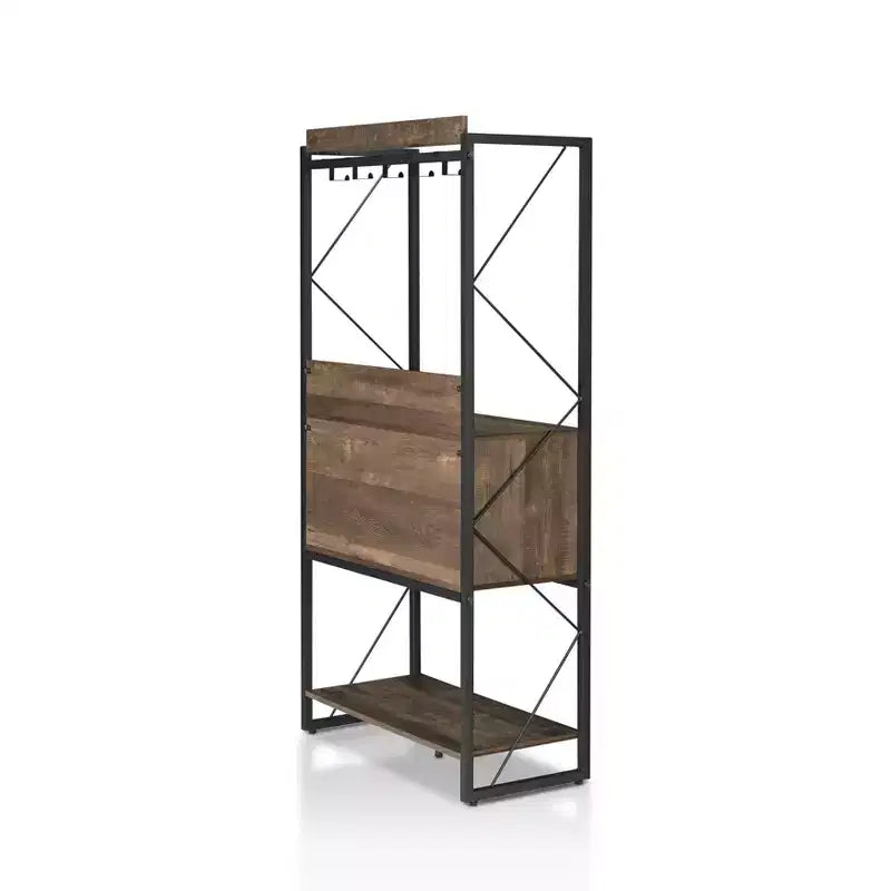Étagère de boulanger rustique Orella en chêne recyclé - miBasics : Style industriel, 3 étagères fixes, cadre en métal, 67 po de hauteur