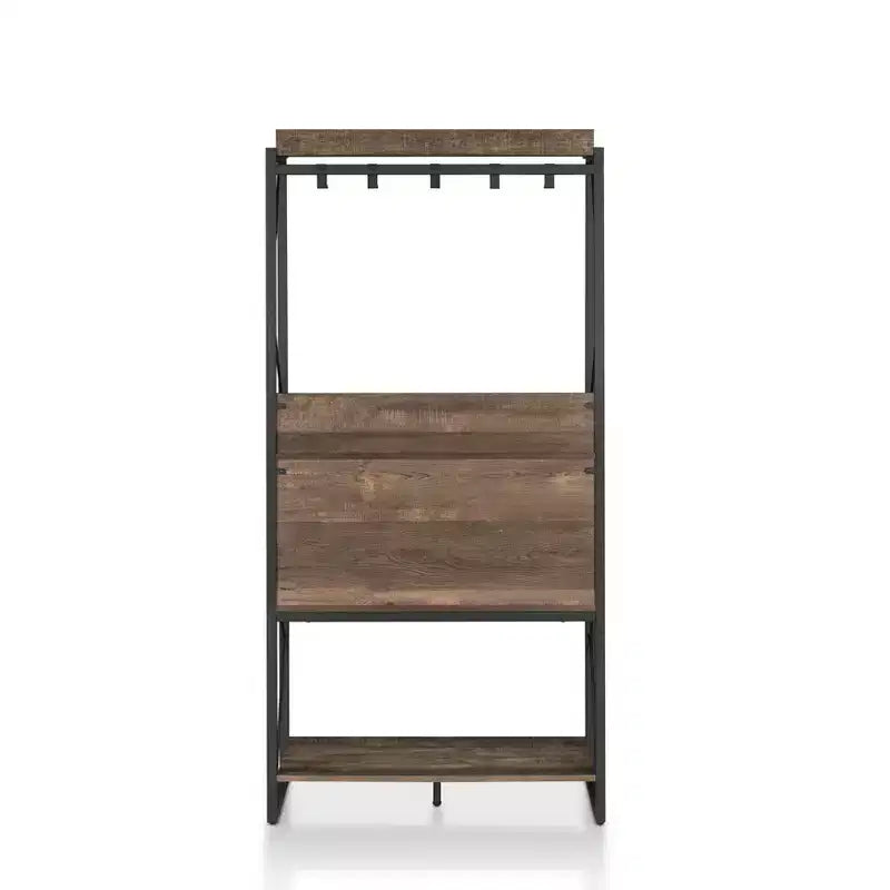 Étagère de boulanger rustique Orella en chêne recyclé - miBasics : Style industriel, 3 étagères fixes, cadre en métal, 67 po de hauteur
