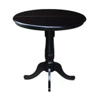Table de salle à manger ronde à piédestal, hauteur comptoir, plateau de 36 po, rallonge de 12 po, noire - International Concepts