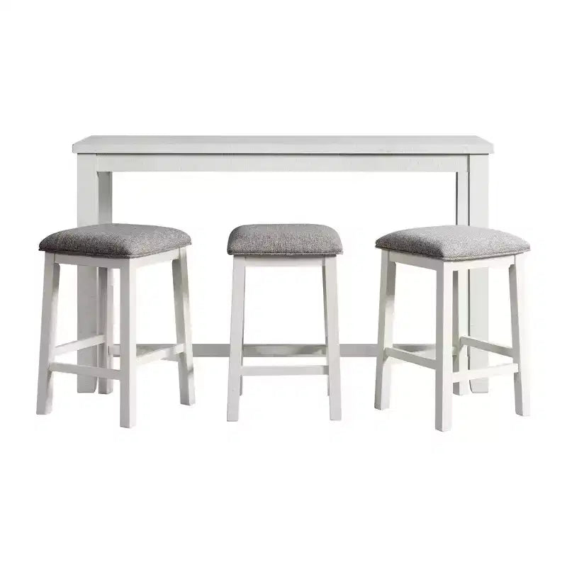 Ensemble table à manger multifonctionnelle Stanford blanche - Picket House Furnishings : 4 pièces, haute, cadre en MDF, revêtement en polyester