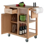 Desserte de cuisine Douglas Naturel - Winsome : Îlot mobile avec rangement et porte-serviettes