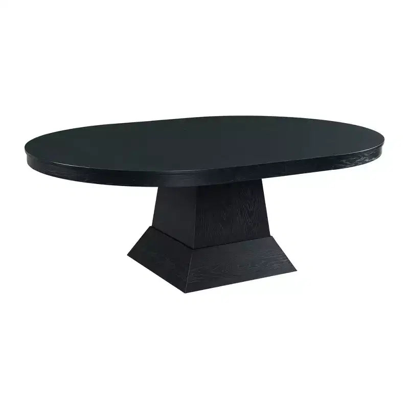 Table à manger extensible ovale Mara en chêne foncé - Picket House Furnishings : Pied central moderne, peut accueillir jusqu'à 8 personnes, 2 rallonges