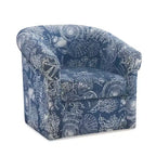 Fauteuil club pivotant Powell Monahan Costal Roll Arm bleu : polyester rembourré, aucun assemblage requis